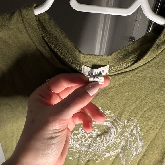 Olive Green Kids Shirt with Crown and Wings Design - Picture 3 of 3